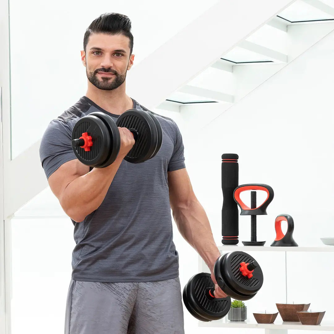Set de Pesas Ajustables 6 en 1  Sistema completo de entrenamiento de fuerza para todo el cuerpo en casa