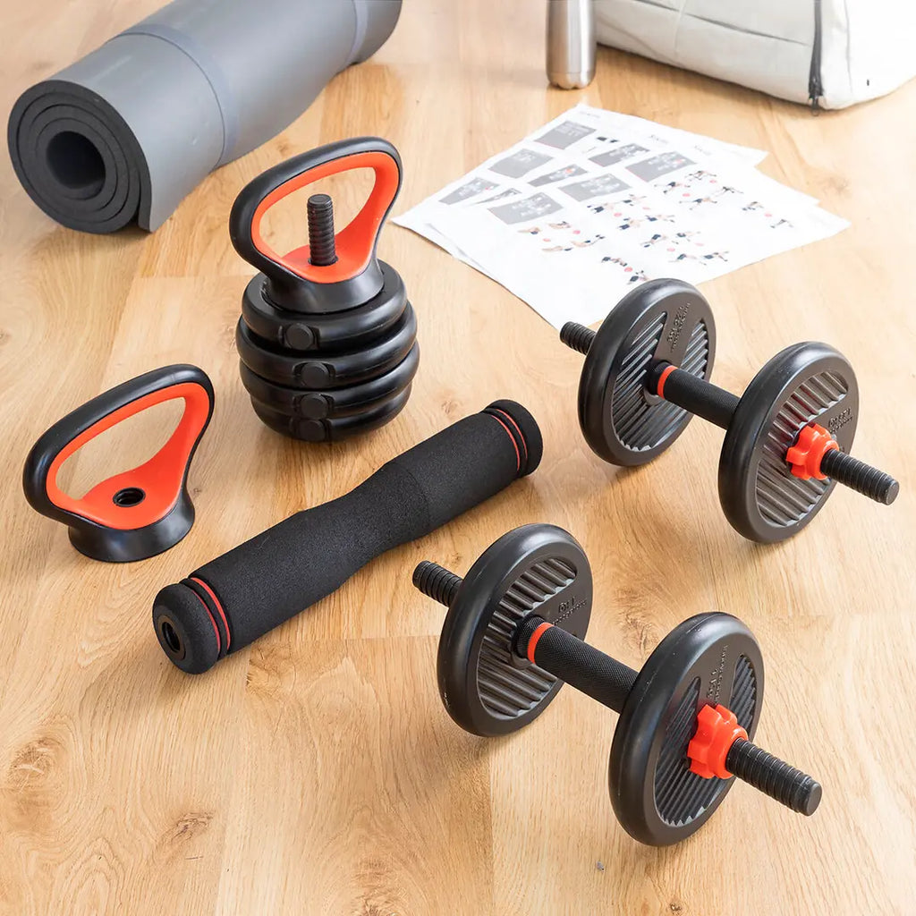 Set de Pesas Ajustables 6 en 1  Sistema completo de entrenamiento de fuerza para todo el cuerpo en casa