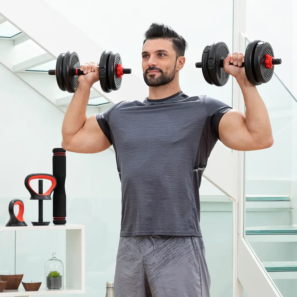 Set de Pesas Ajustables 6 en 1  Sistema completo de entrenamiento de fuerza para todo el cuerpo en casa