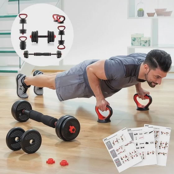 Set de Pesas Ajustables 6 en 1  Sistema completo de entrenamiento de fuerza para todo el cuerpo en casa